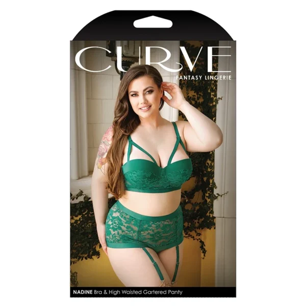 Fantasy Lingerie Nadine Contour Bra & Gartered Panty-Emerald - Image 2