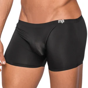 Male Power Seamless Sleek Short w/ Sheer Pouch-Black