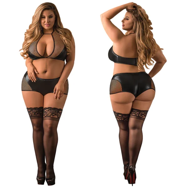 MAGIC SILK Black Magic Keyhole Crop Bralette & Boy Short Set-Black - Image 5