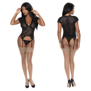Magic Silk Basque & Tanga Set-Black