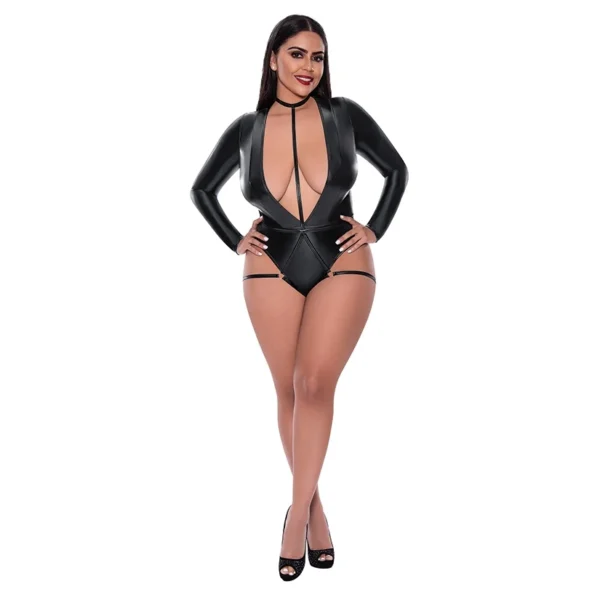 Magic Silk Teddy With Harness Caging-Black - Image 4