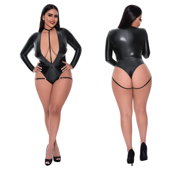 Magic Silk Teddy With Harness Caging-Black - Image 5