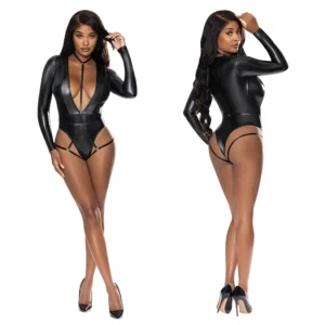 Magic Silk Teddy With Harness Caging-Black