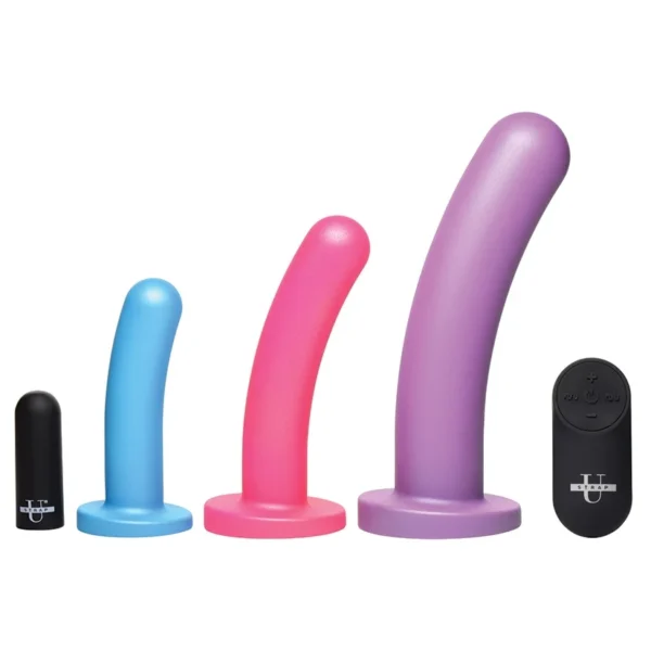Strap U Triple Peg 28X Vibrating Silicone Dildo Set - Image 2